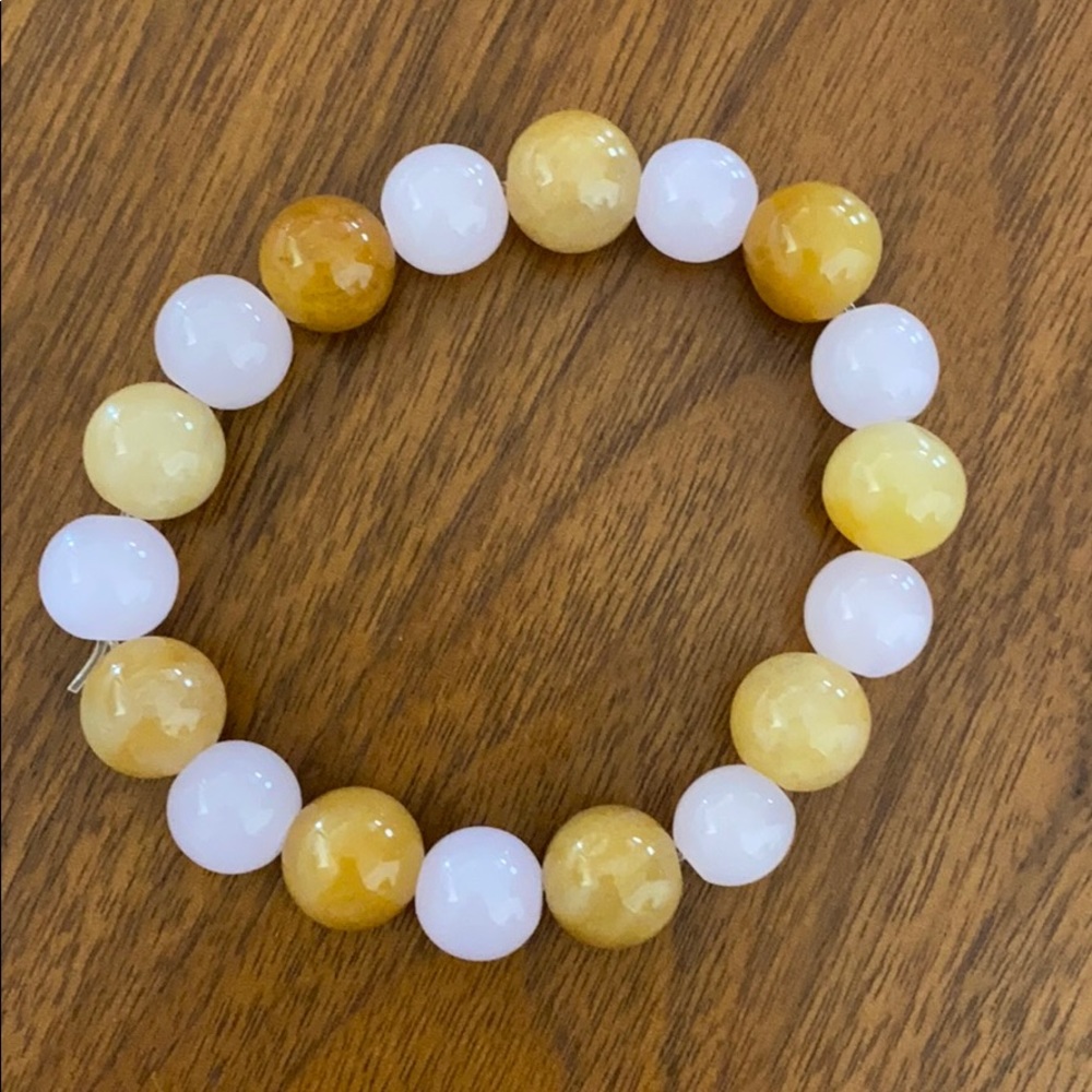 Golden jade and rose quartz anklet/bracelet